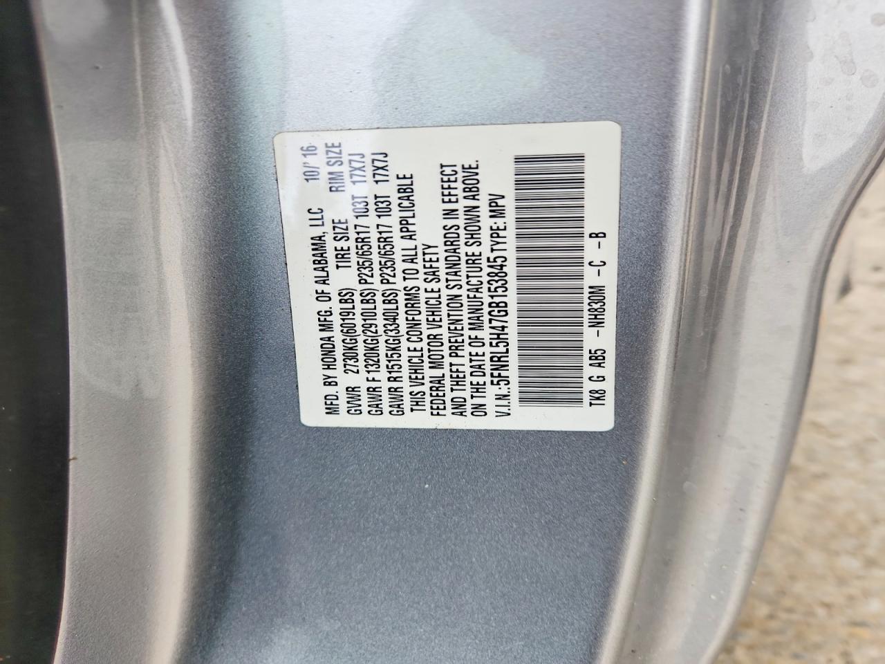 2016 HONDA ODYSSEY