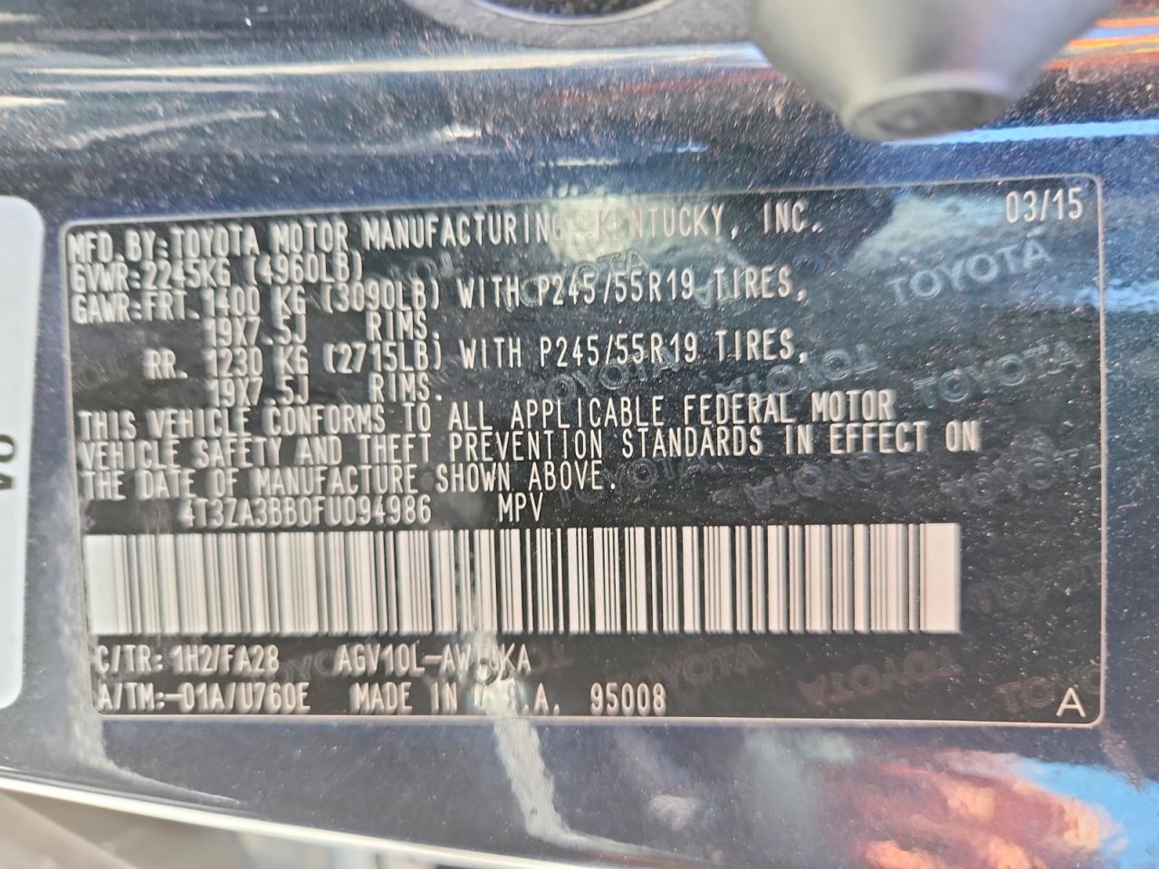 2015 TOYOTA VENZA