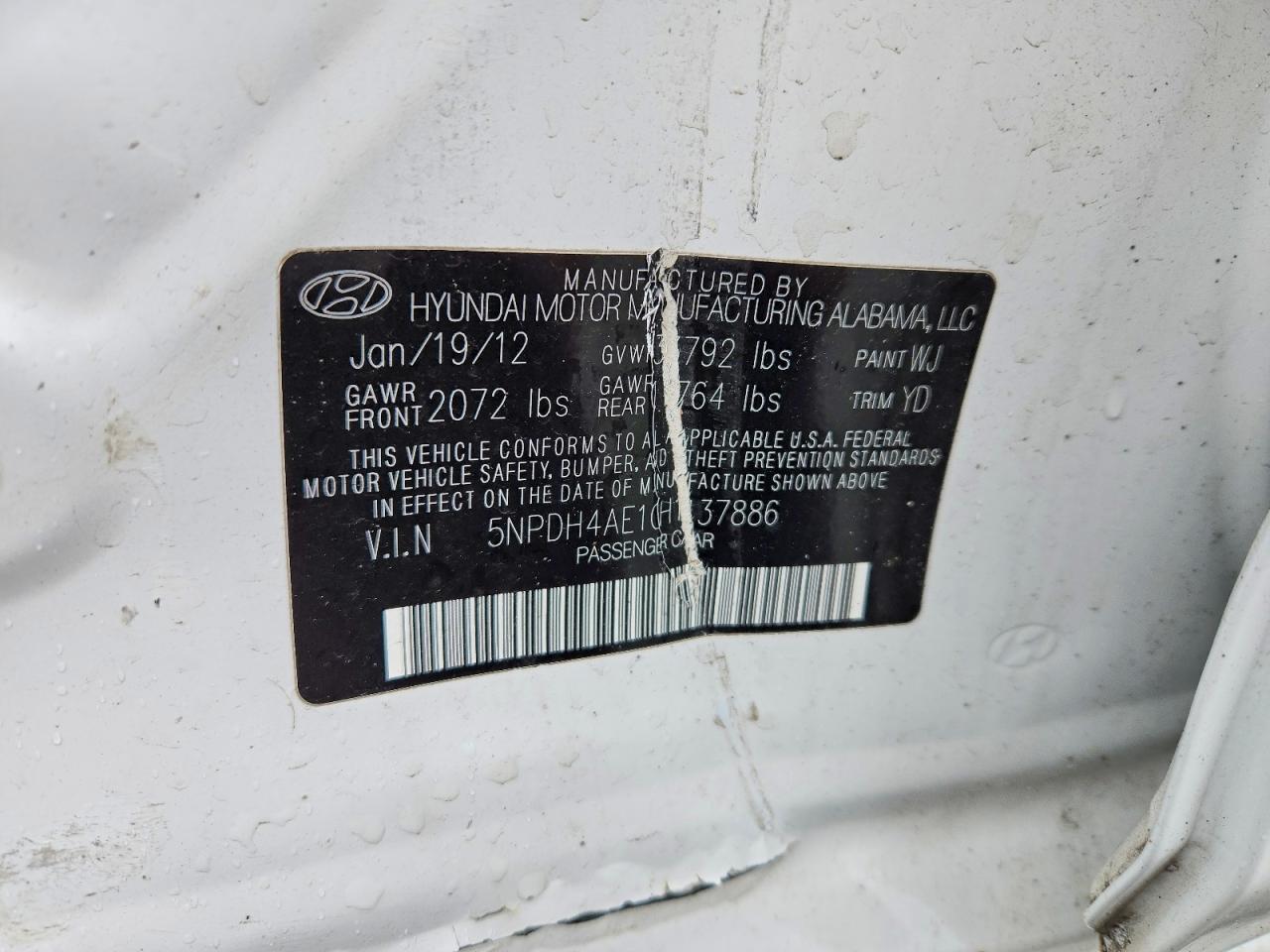 2012 HYUNDAI ELANTRA