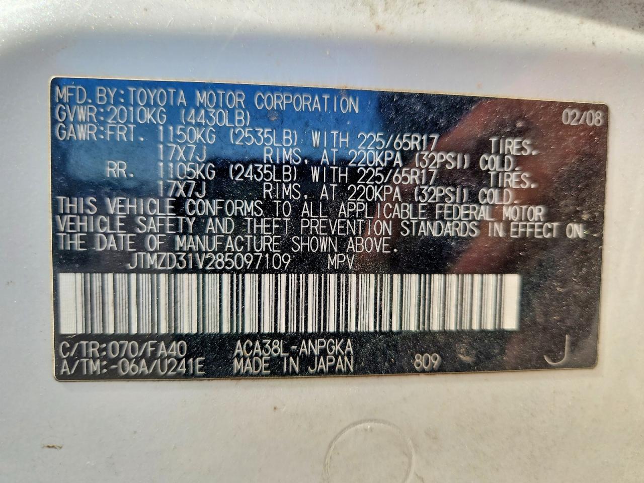 2008 TOYOTA RAV4