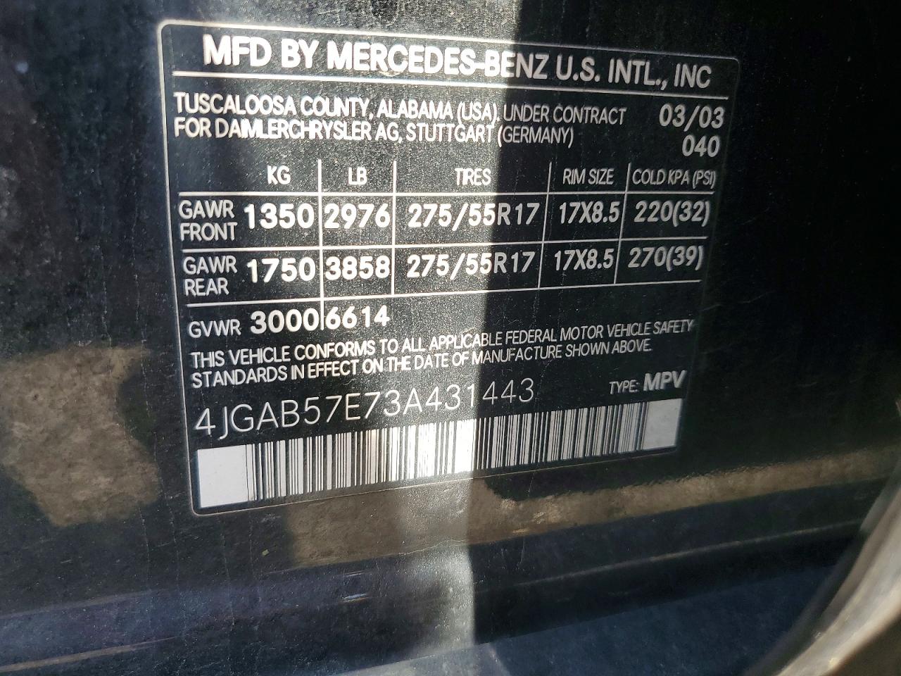 2003 MERCEDES-BENZ M-CLASS