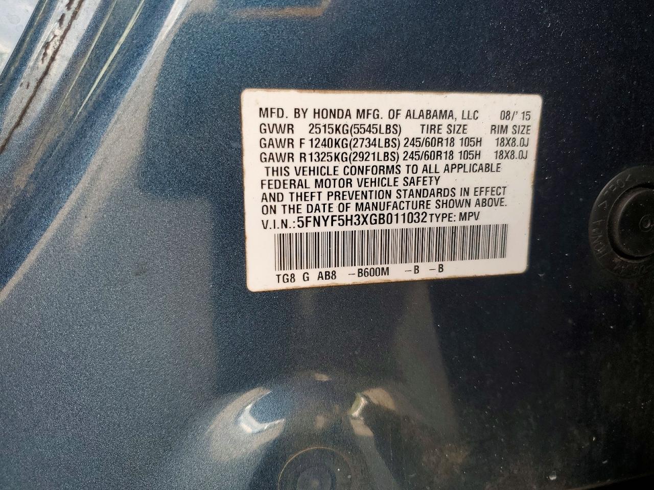2016 HONDA PILOT