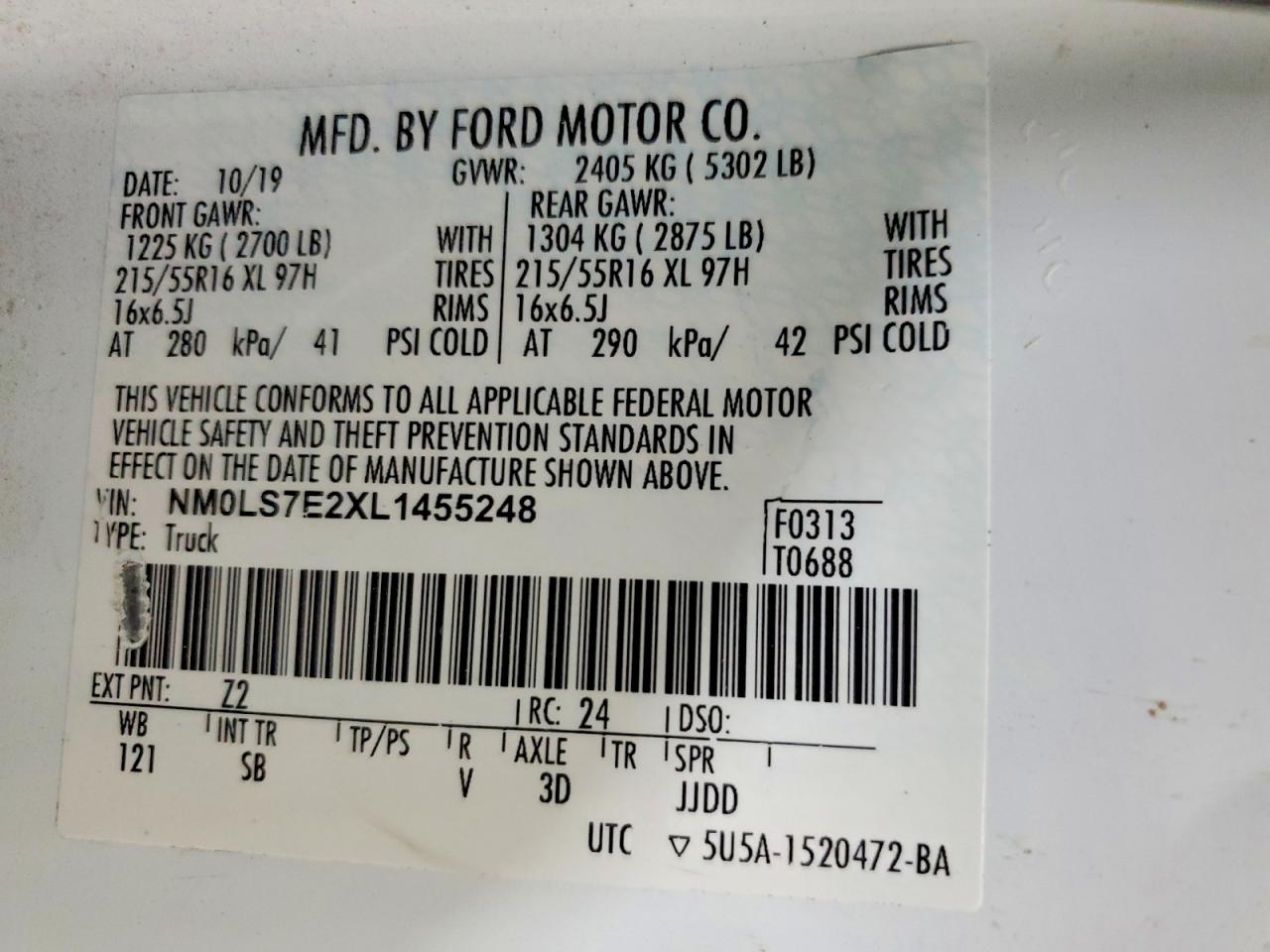 2020 FORD TRANSIT