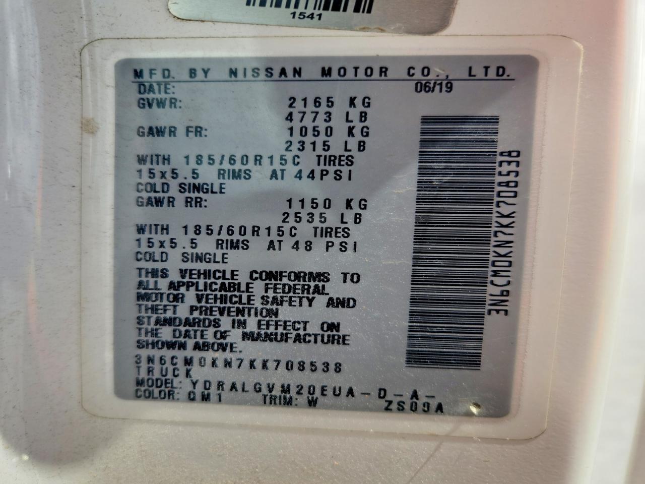 2019 NISSAN NV