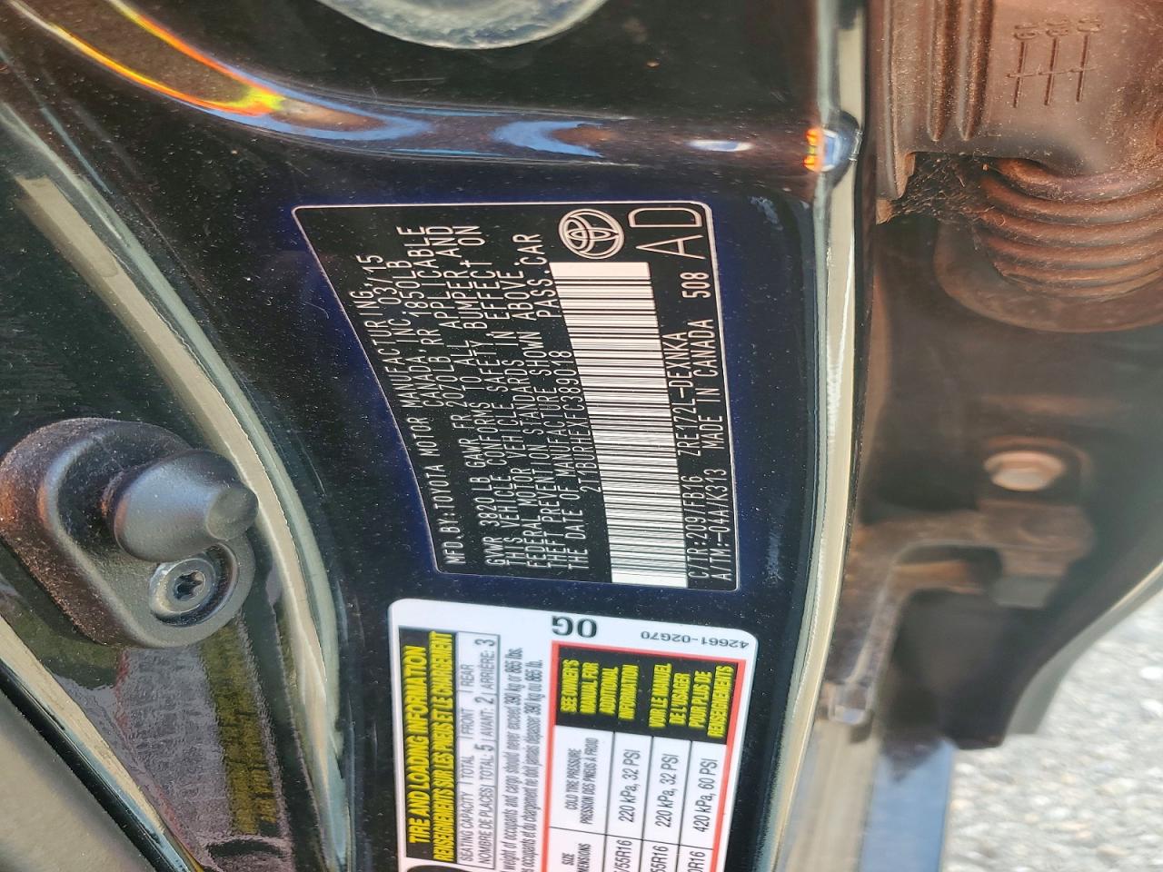 2015 TOYOTA COROLLA