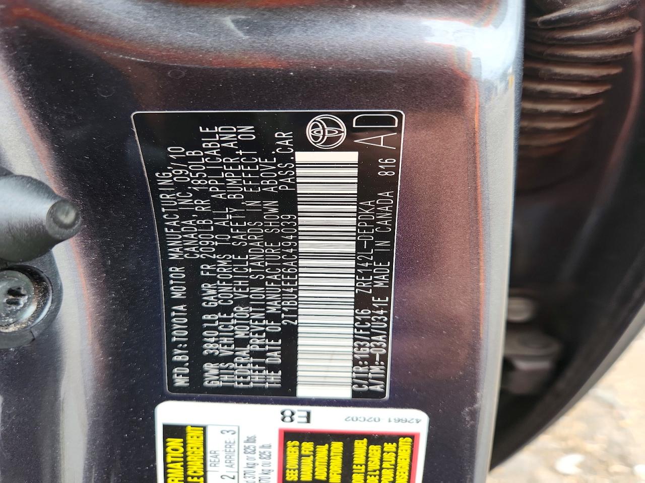 2010 TOYOTA COROLLA