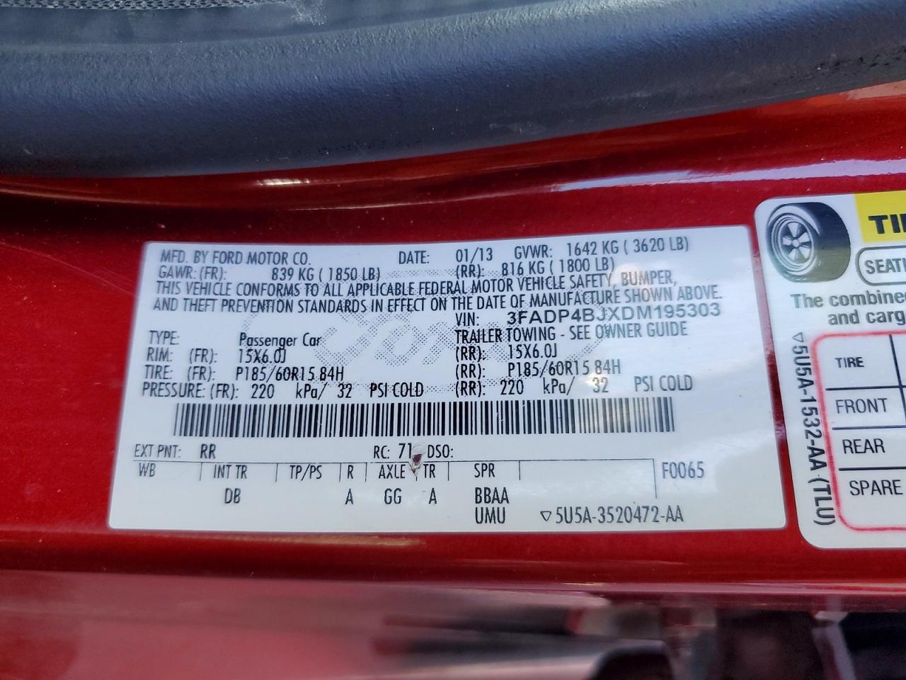 2013 FORD FIESTA