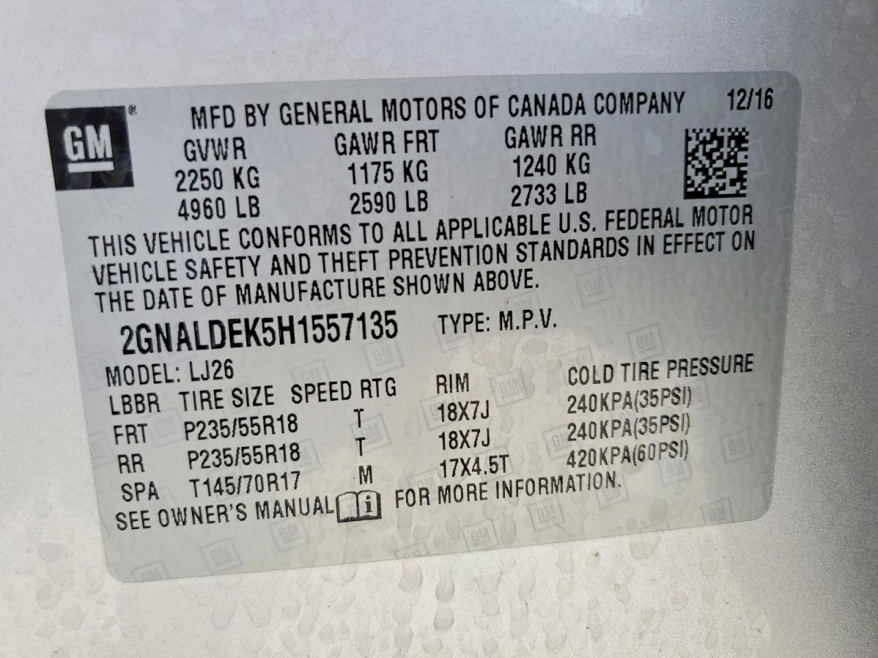 2017 CHEVROLET EQUINOX
