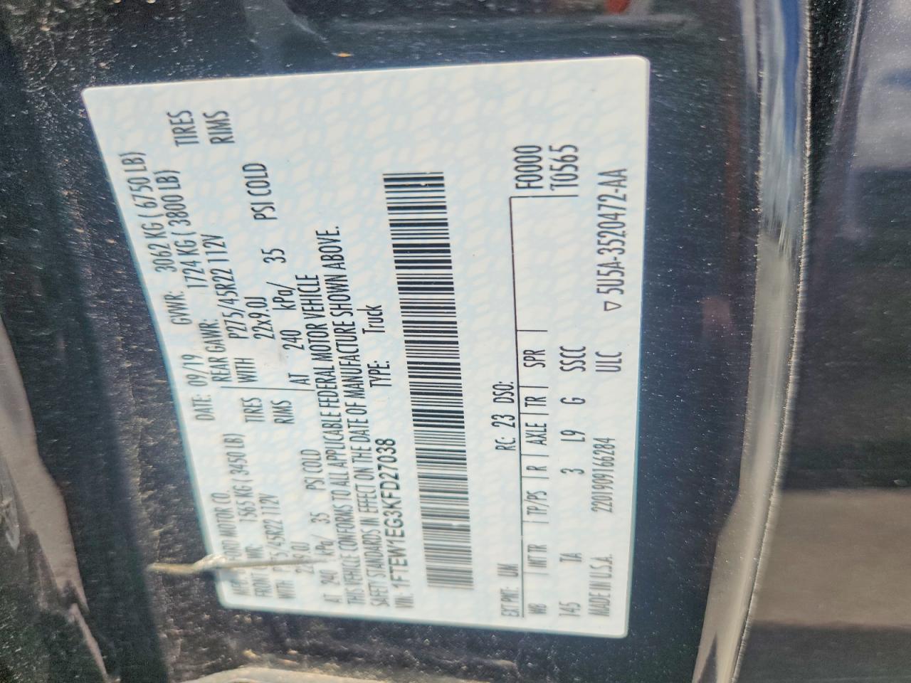 2019 FORD F150