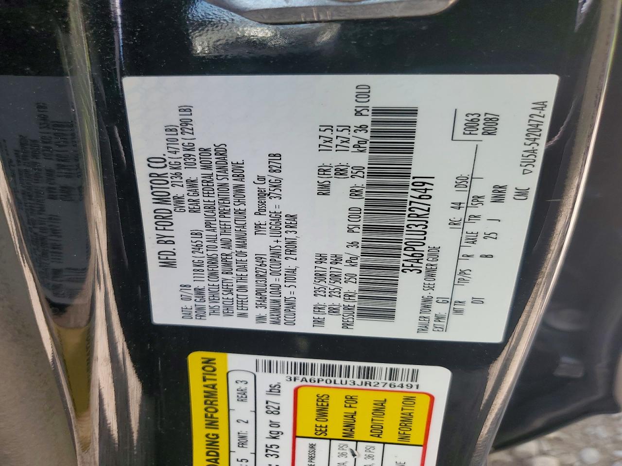 2018 FORD FUSION