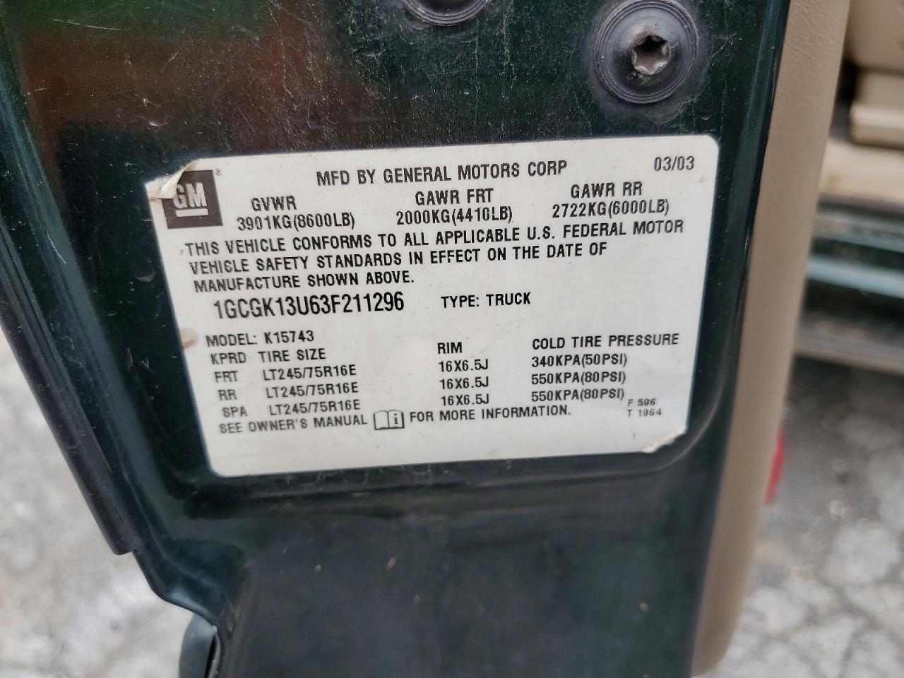 2003 CHEVROLET SILVERADO