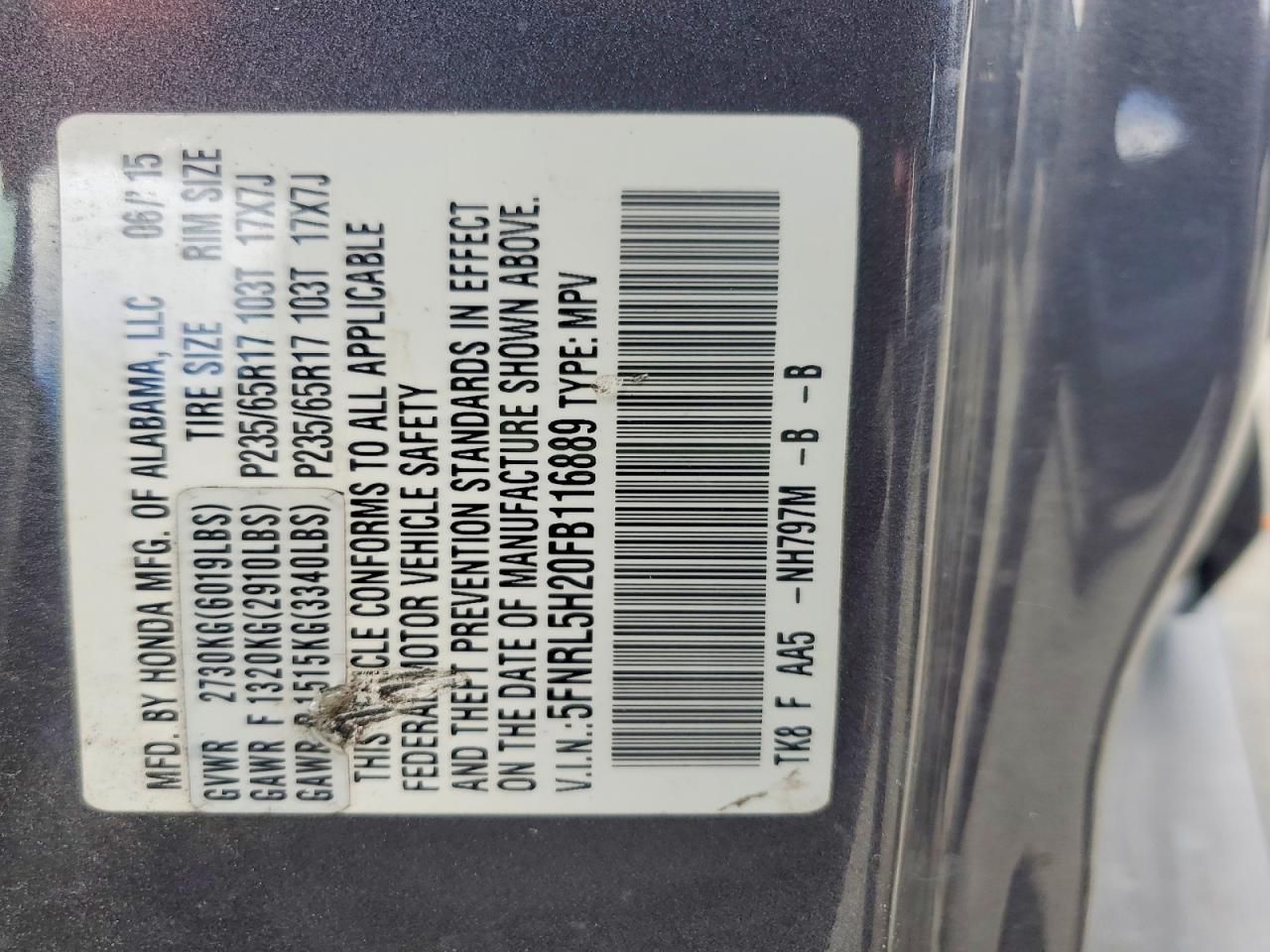 2015 HONDA ODYSSEY