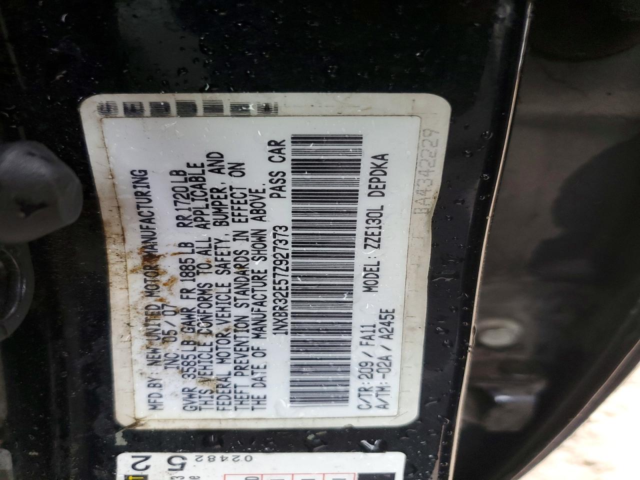 2007 TOYOTA COROLLA