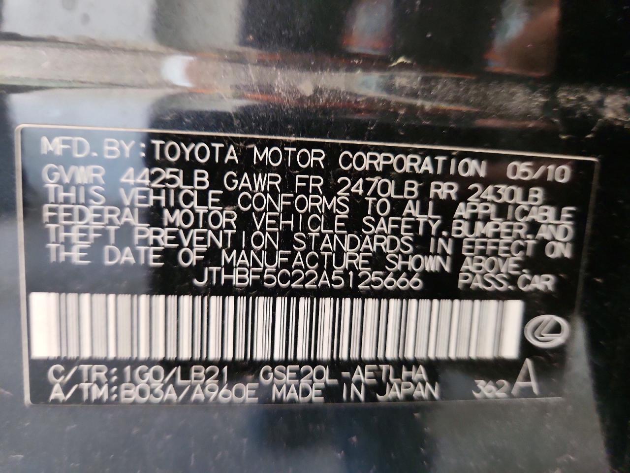 2010 LEXUS IS