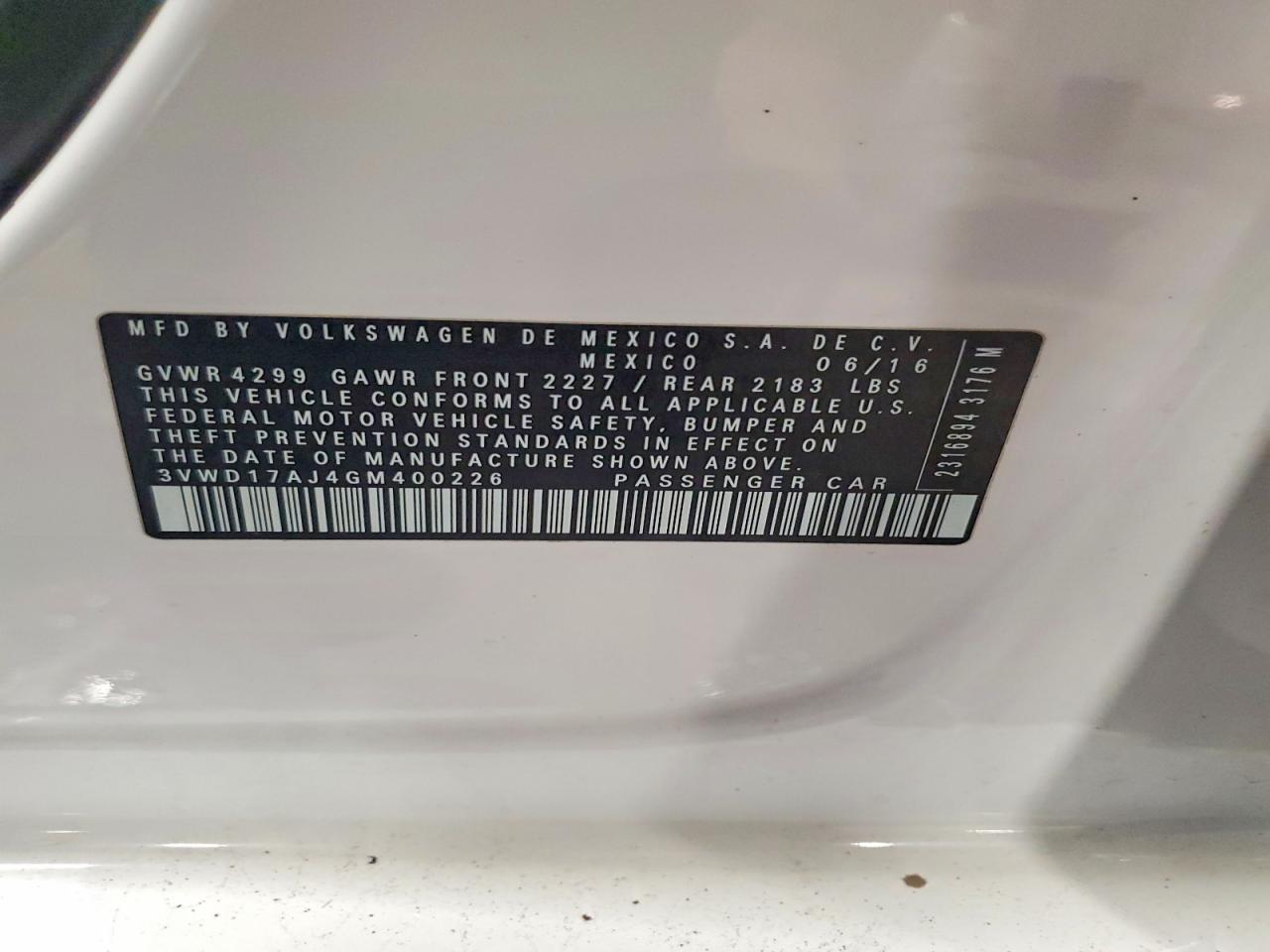 2016 VOLKSWAGEN JETTA