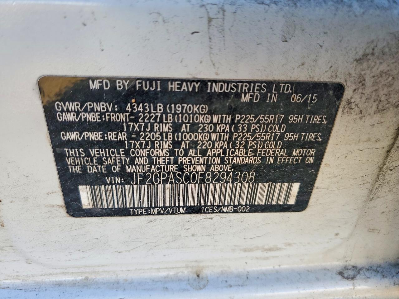 2015 SUBARU XV