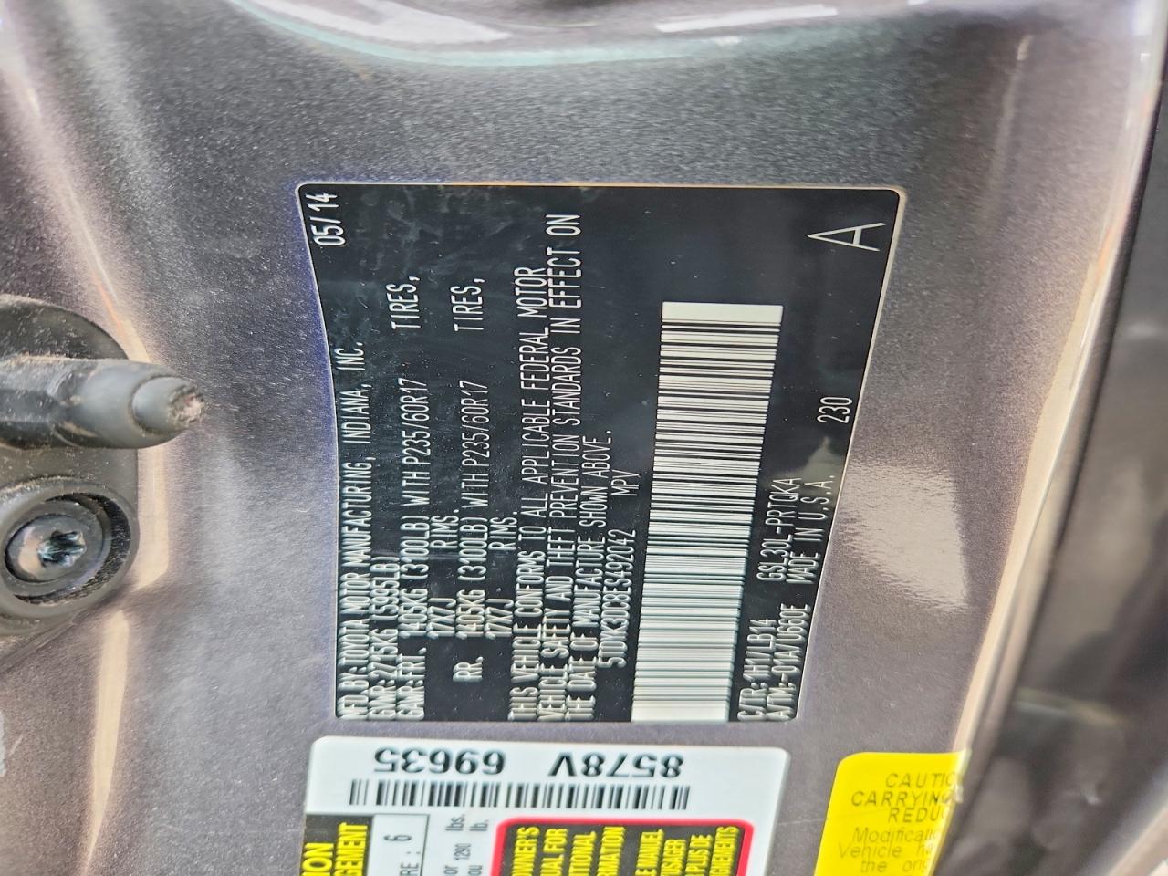 2014 TOYOTA SIENNA