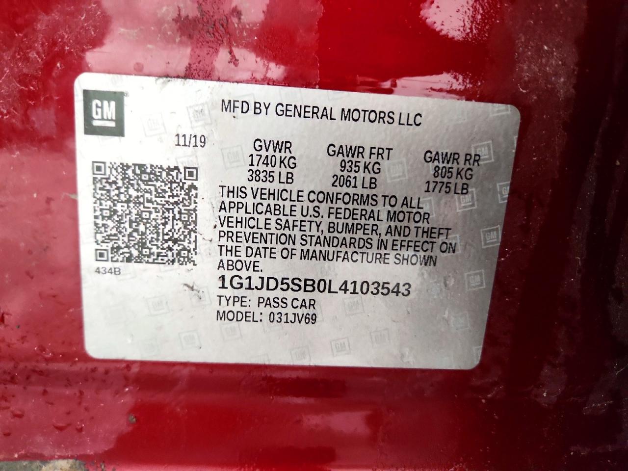 2020 CHEVROLET SONIC