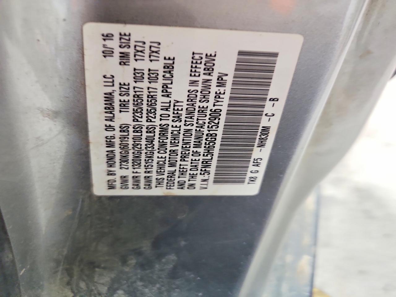 2016 HONDA ODYSSEY