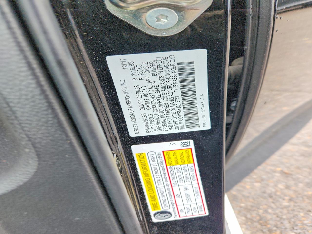 2018 HONDA ACCORD