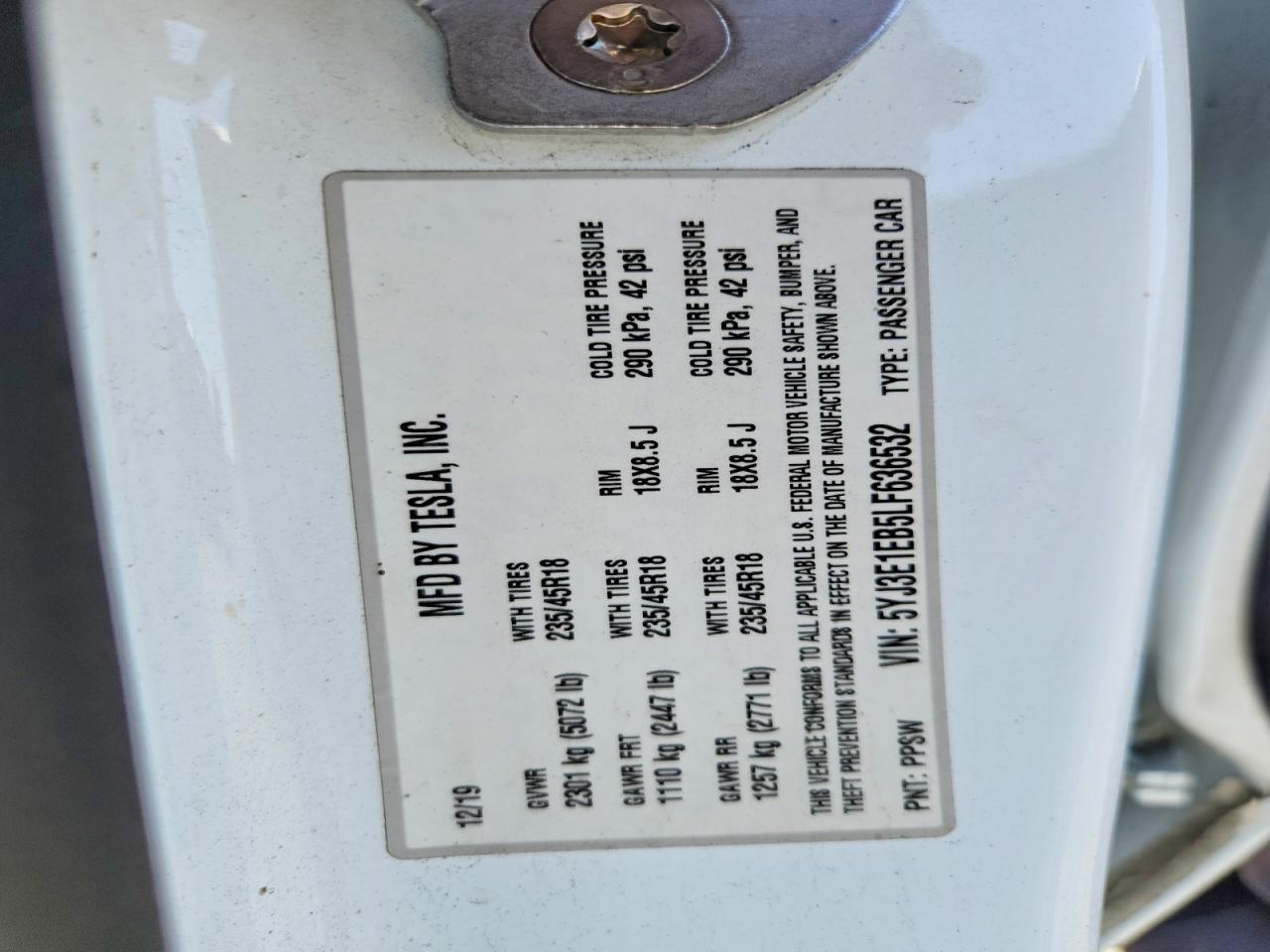 2020 TESLA MODEL 3