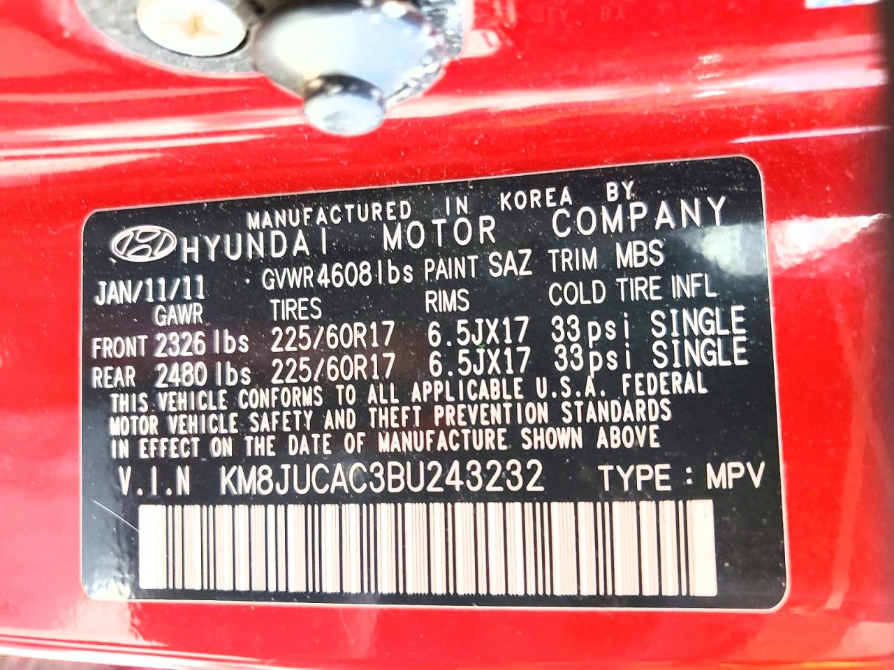 2011 HYUNDAI TUCSON