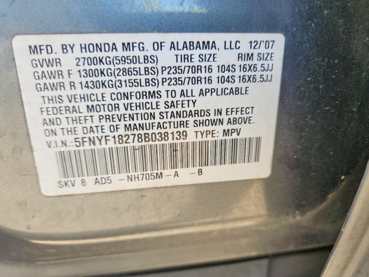 2008 HONDA PILOT