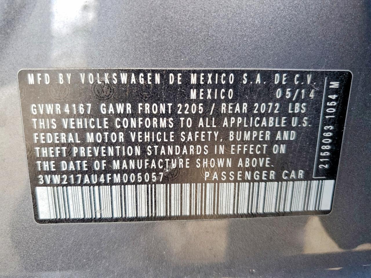 2015 VOLKSWAGEN GOLF