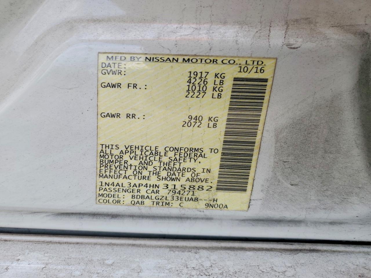 2017 NISSAN ALTIMA