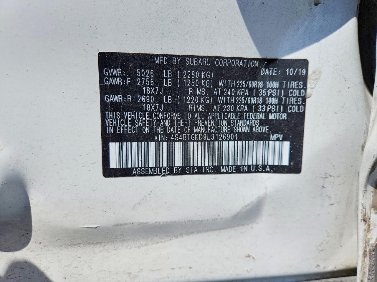 2020 SUBARU OUTBACK