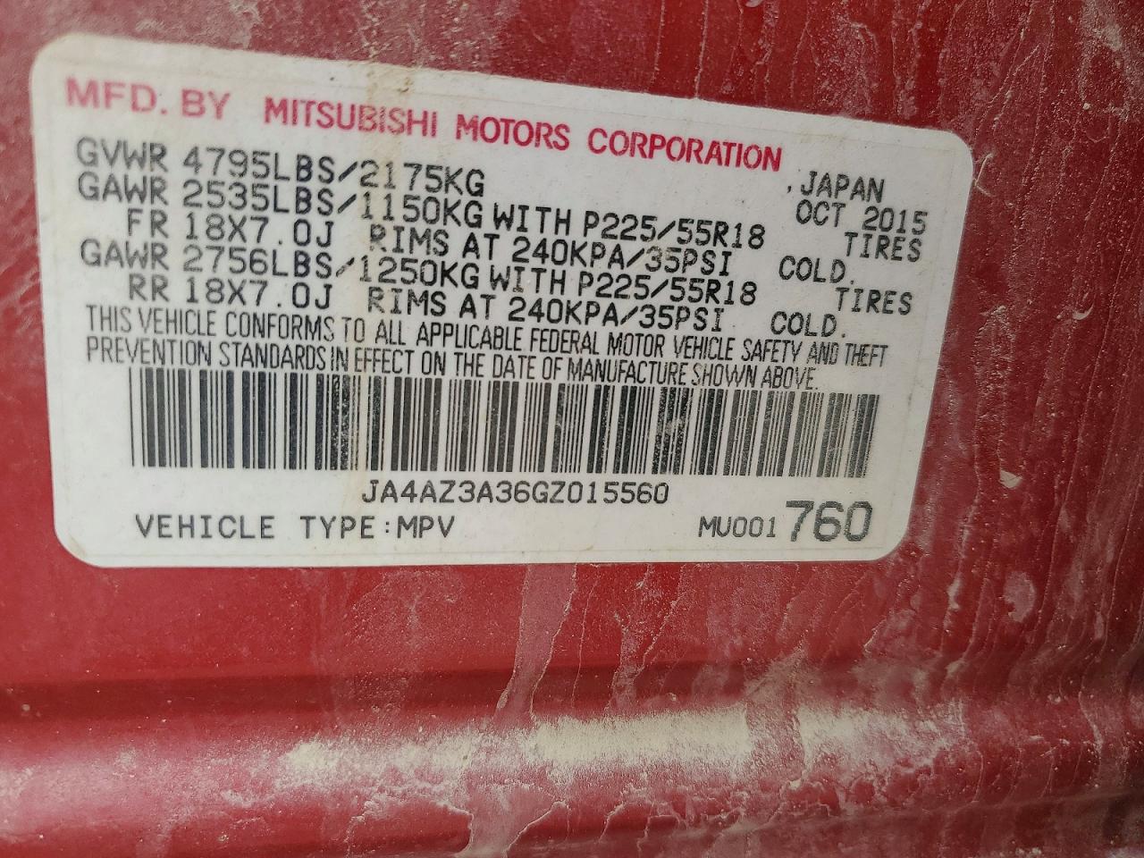 2016 MITSUBISHI OUTLANDER
