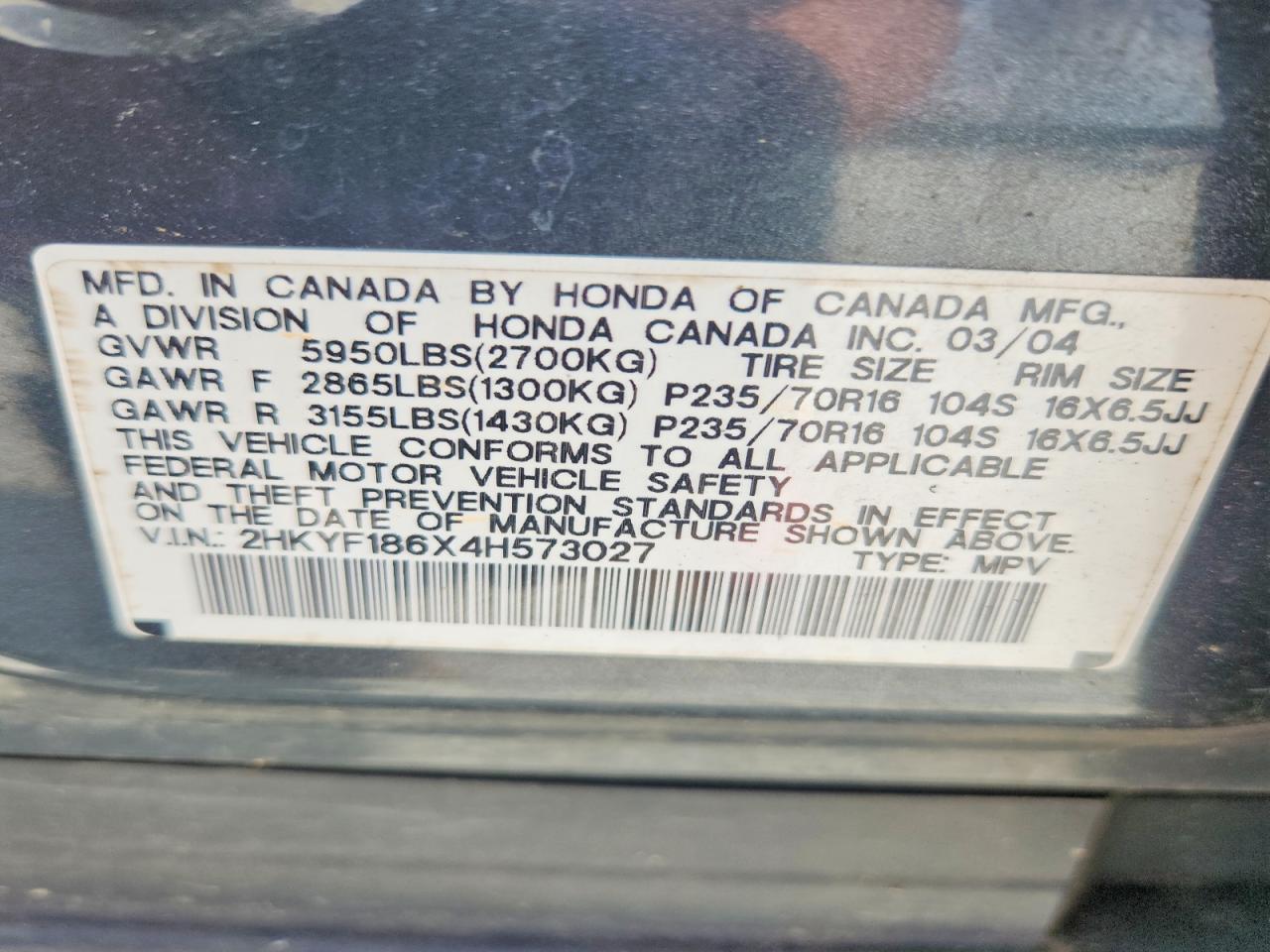 2004 HONDA PILOT
