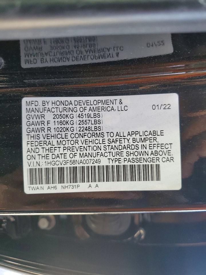 2022 HONDA ACCORD
