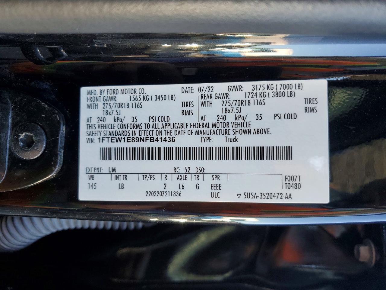 2022 FORD F150