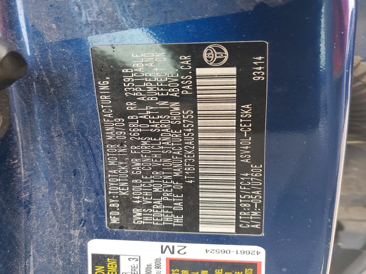 2010 TOYOTA CAMRY