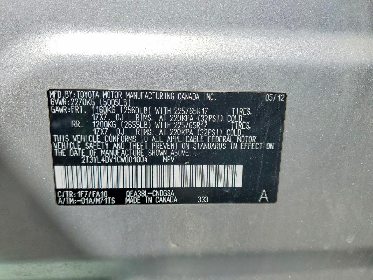 2012 TOYOTA RAV4