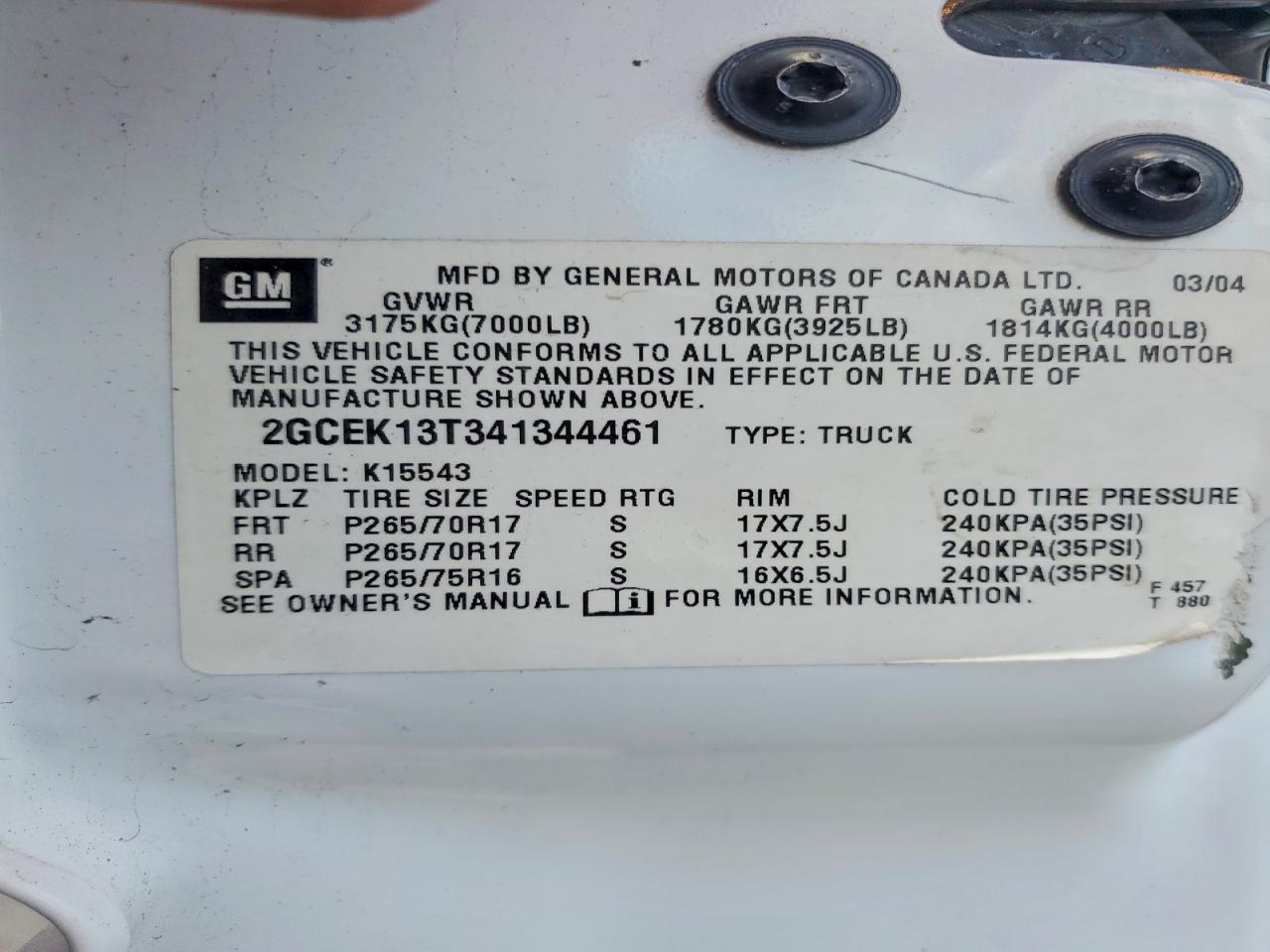 2004 CHEVROLET SILVERADO