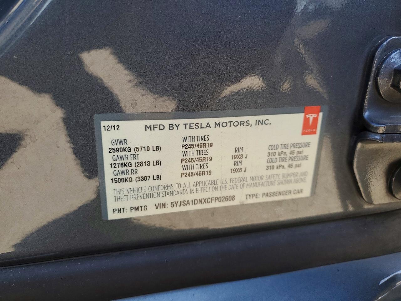 2012 TESLA MODEL S
