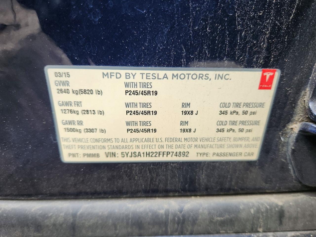 2015 TESLA MODEL S