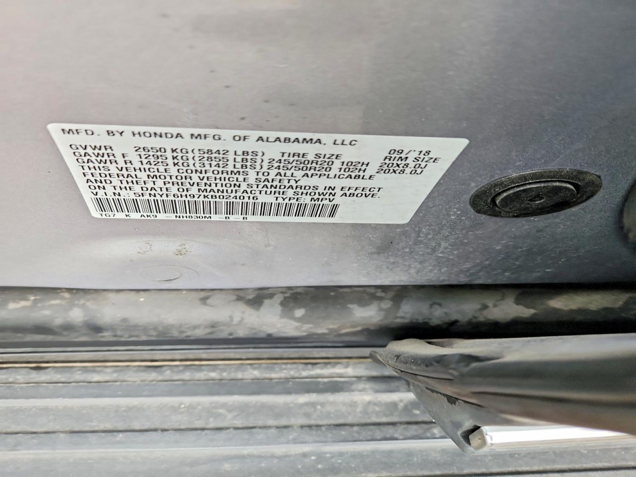 2019 HONDA PILOT