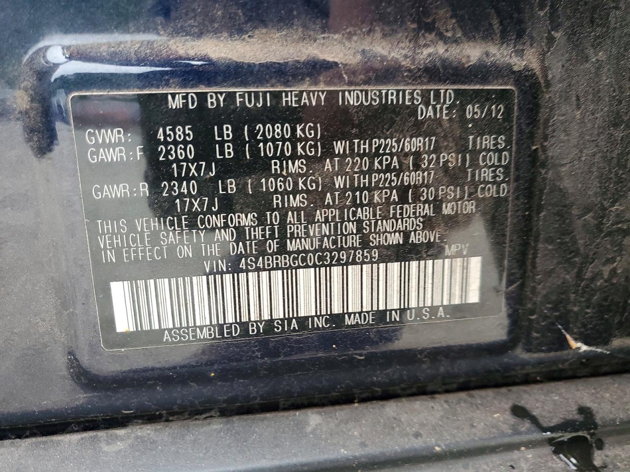 2012 SUBARU OUTBACK