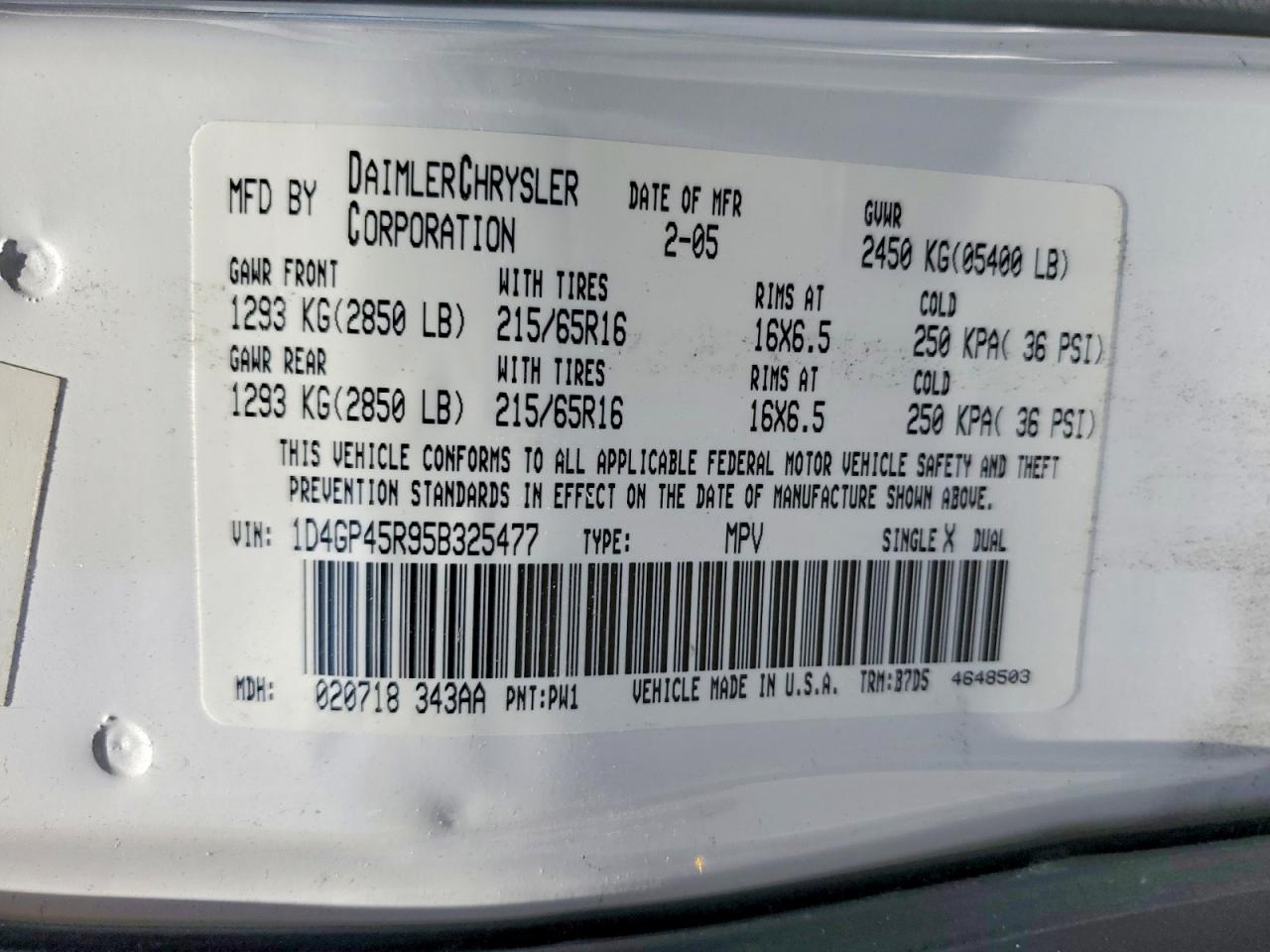 2005 DODGE CARAVAN