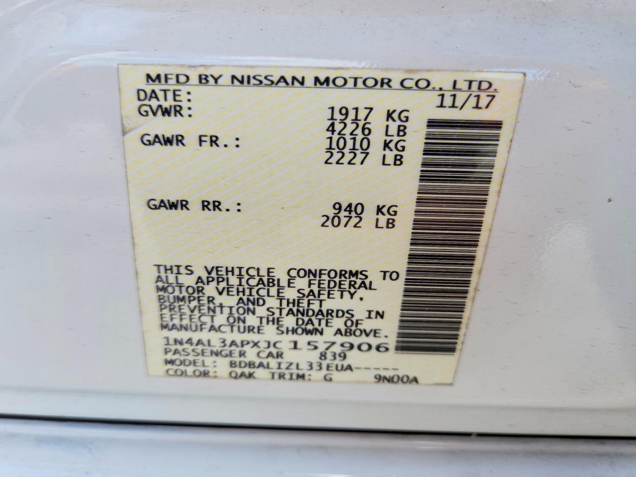 2018 NISSAN ALTIMA