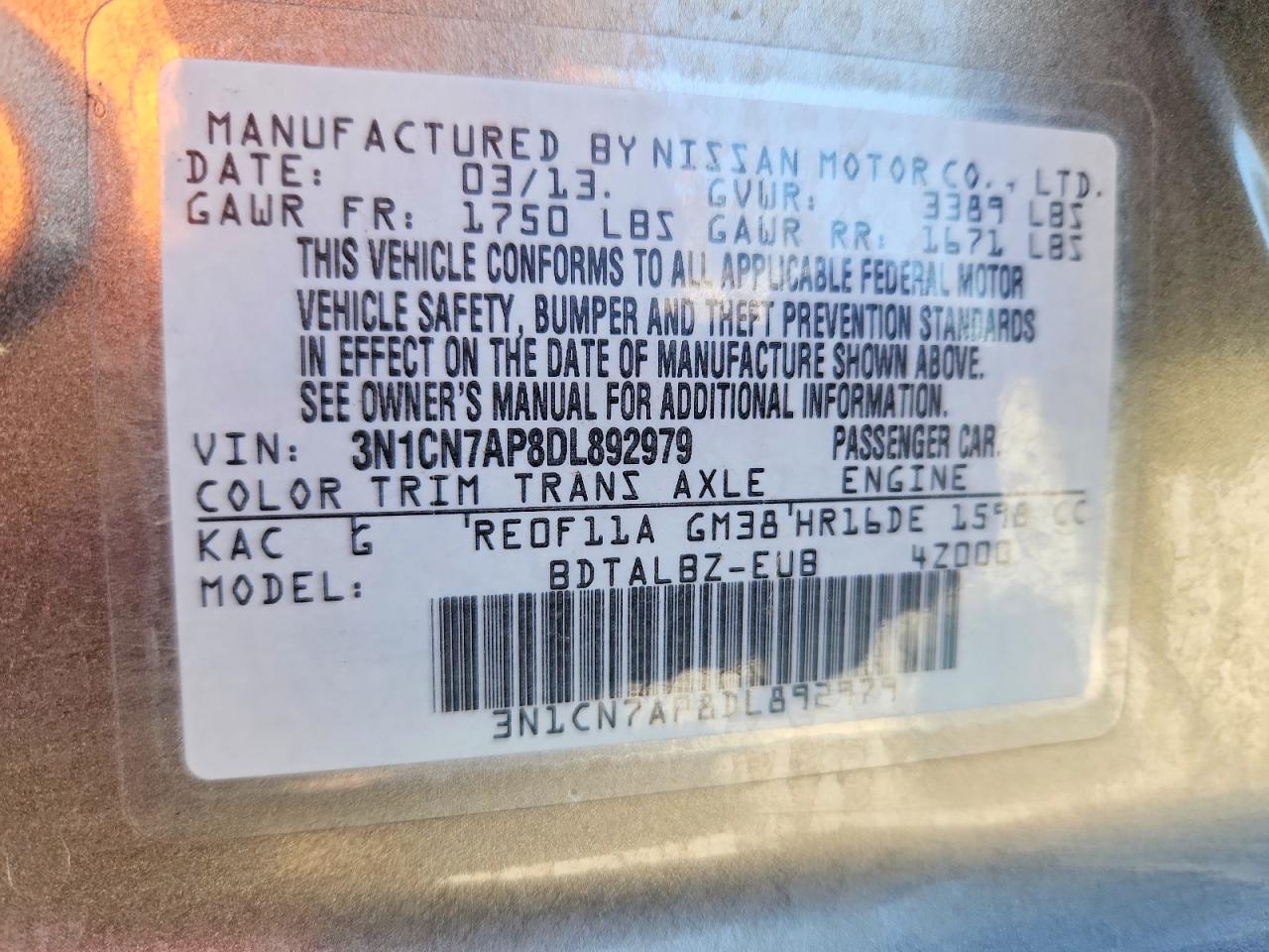 2013 NISSAN VERSA