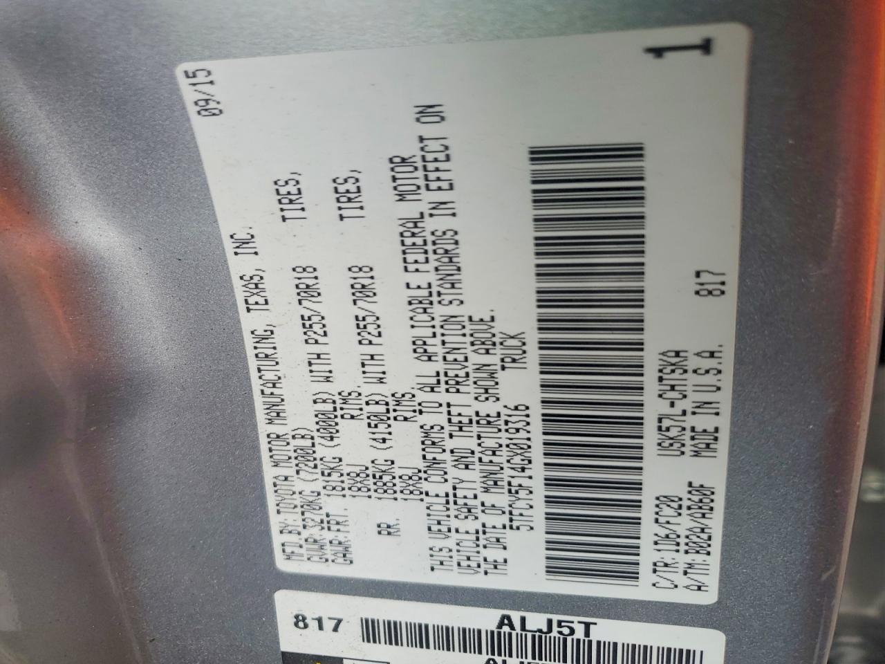2016 TOYOTA TUNDRA