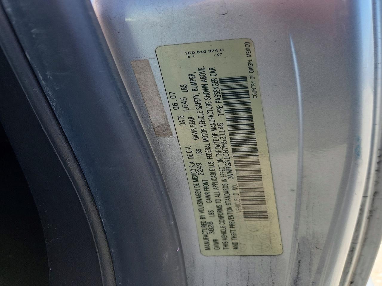 2007 VOLKSWAGEN BEETLE