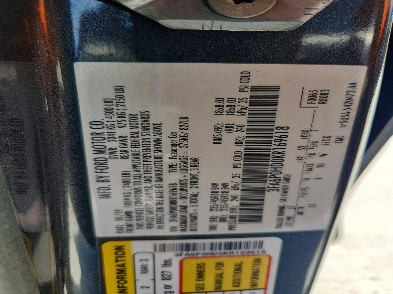 2019 FORD FUSION