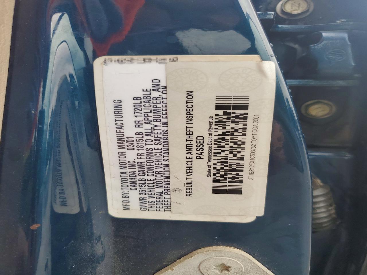 2001 TOYOTA COROLLA