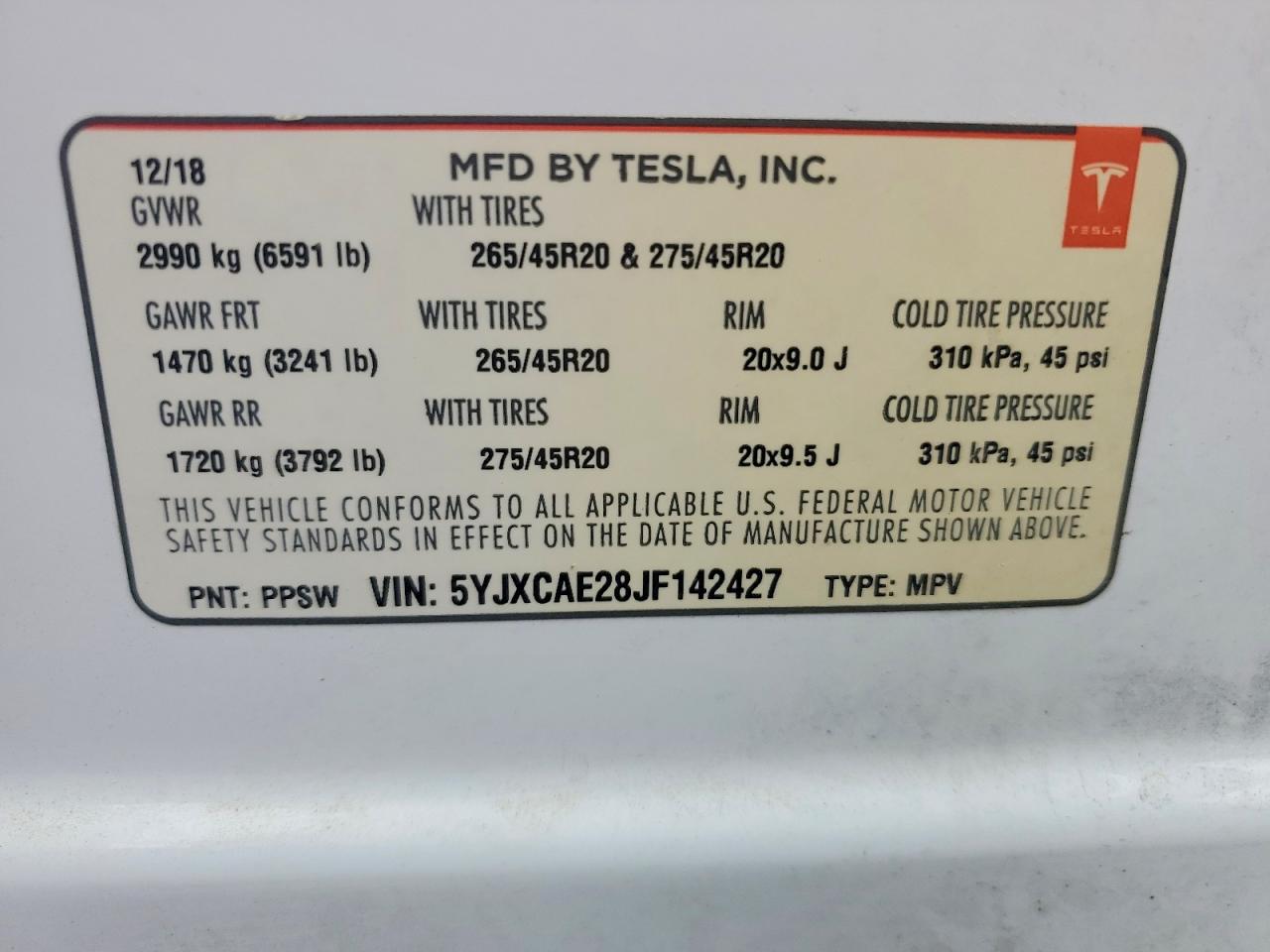 2018 TESLA MODEL X