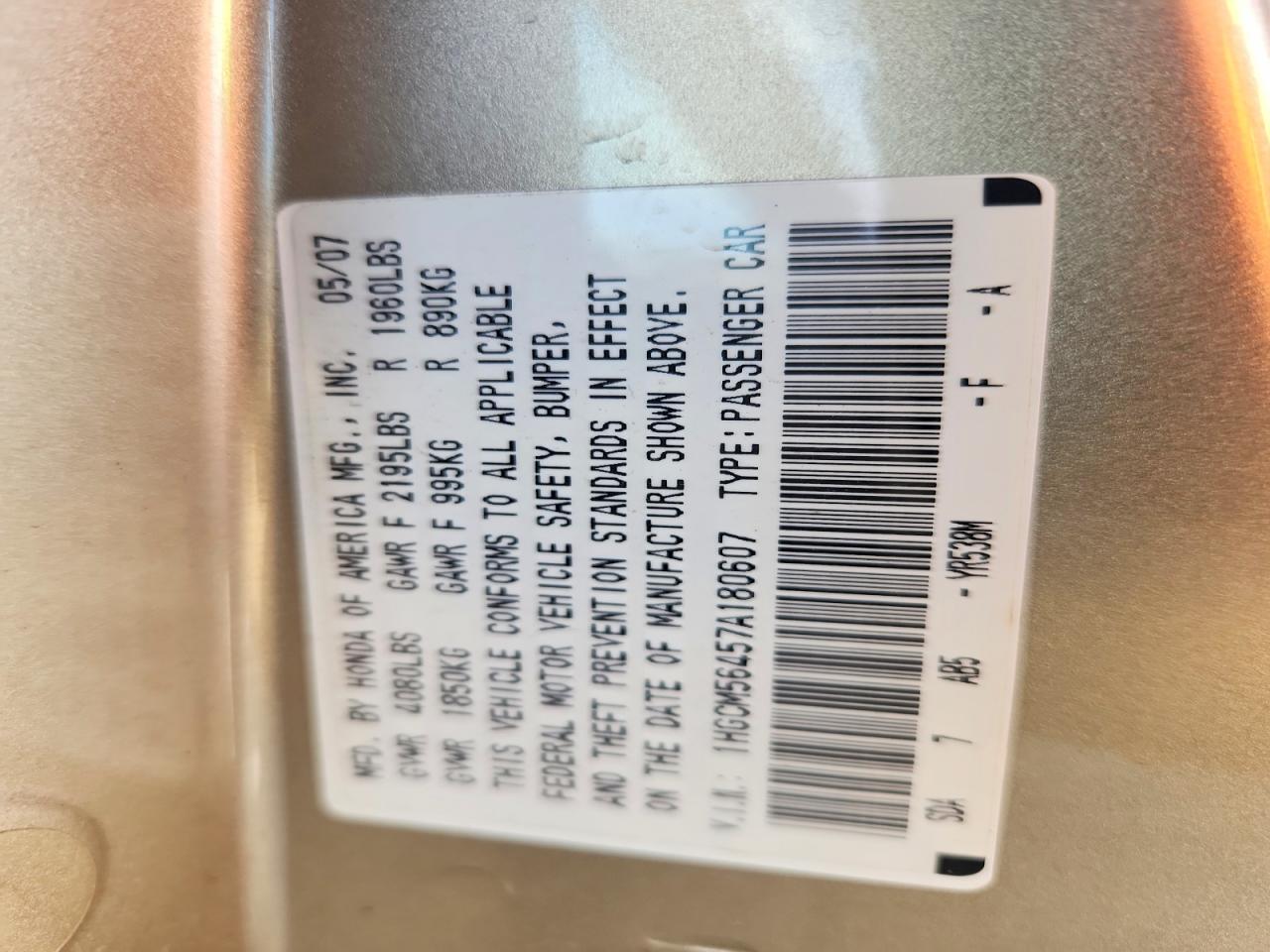 2007 HONDA ACCORD